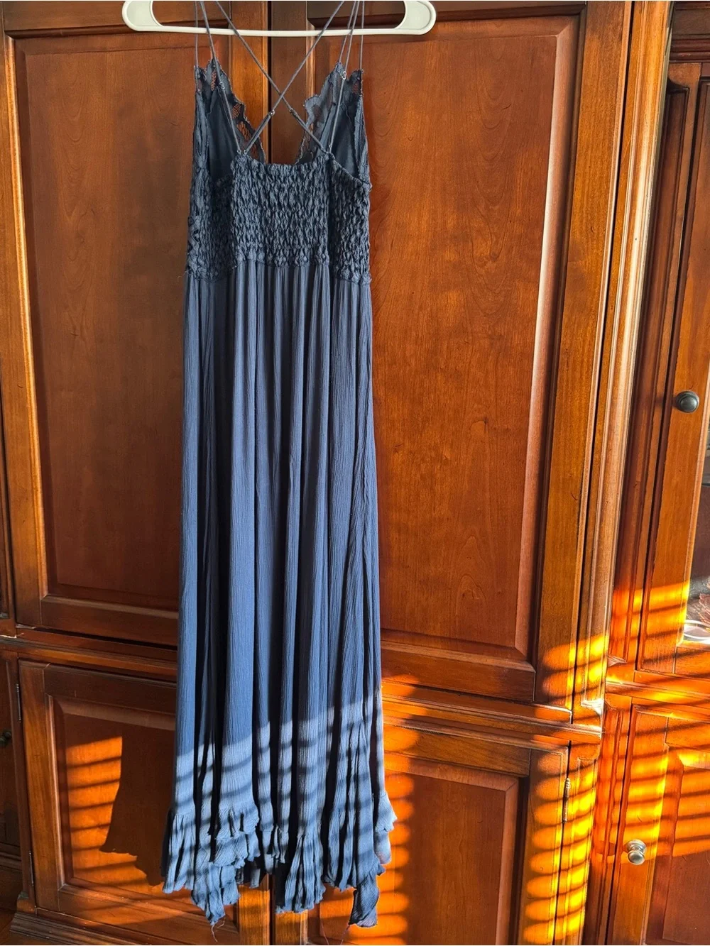 Free People Navy Blue Lace-Top Maxi Dress - Picture 10 of 12